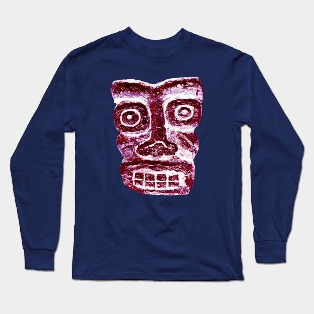 Stone Face Skull Grin Mask Long Sleeve T-Shirt by badlydrawnbabe